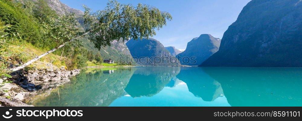 Picturesque mountain lake in Norway