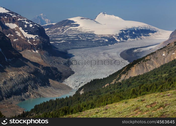 Picturesque mountain view in the Canadian Rockies in summer season