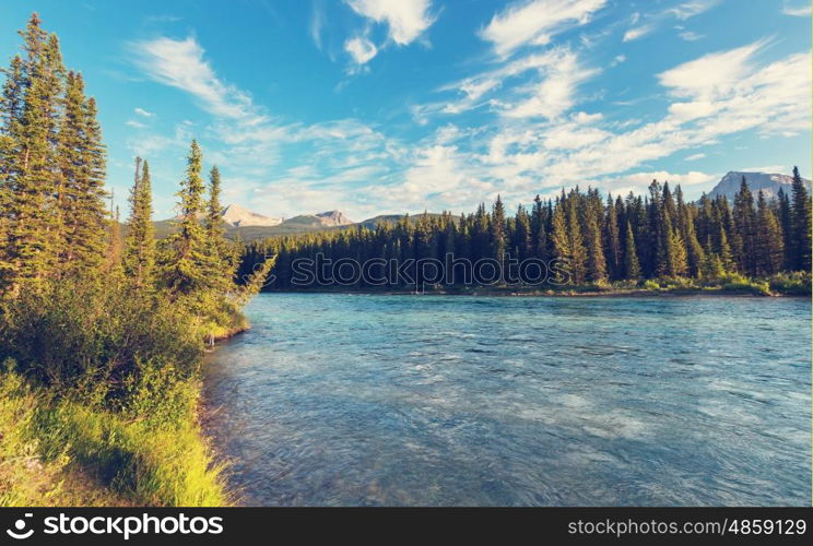 Picturesque mountain view in the Canadian Rockies in summer season