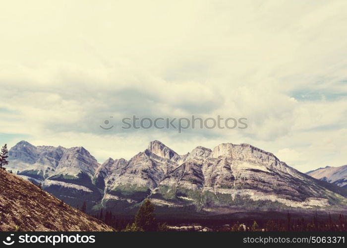 Picturesque mountain view in the Canadian Rockies in summer season