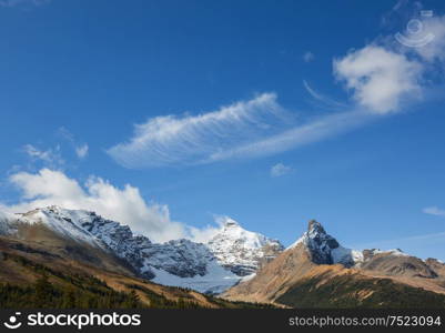 Picturesque mountain view in the Canadian Rockies in summer season