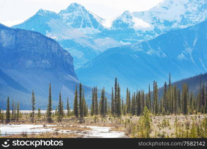 Picturesque mountain view in the Canadian Rockies in summer season