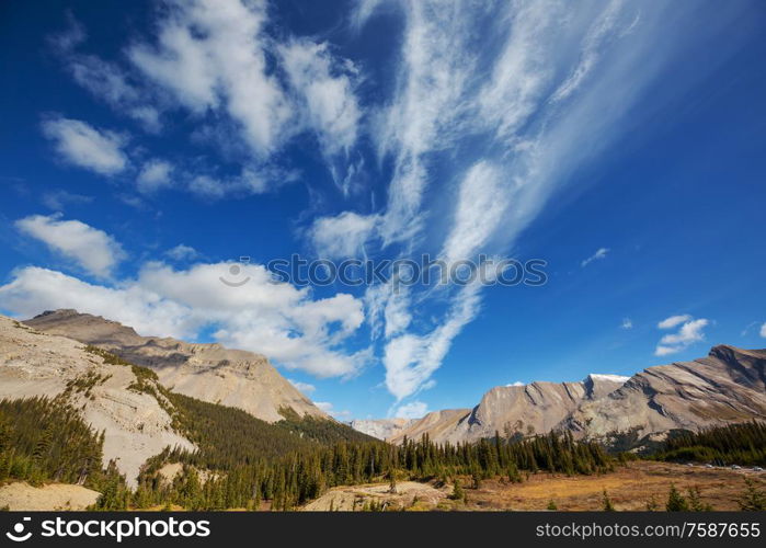 Picturesque mountain view in the Canadian Rockies in summer season