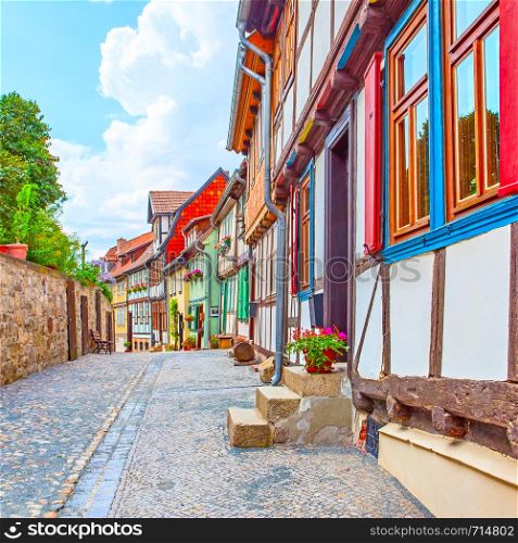 Picturesque old street in small town Germany