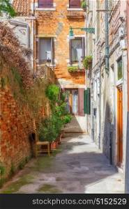 Picturesque patio in the old town in Venice, Italy