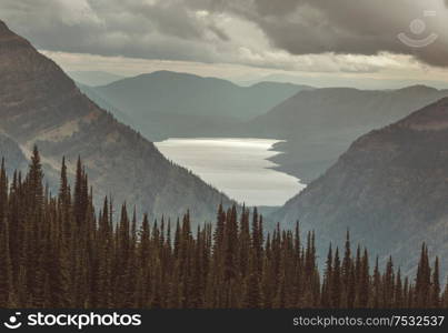 Picturesque rocky peaks of the Glacier National Park, Montana, USA