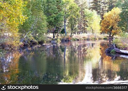 Picturesque rural landscapes on lake