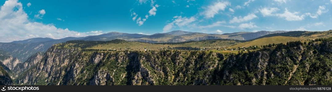 Picturesque summer mountain landscape of Tara Canyon in mountain Durmitor National Park, Montenegro, Europe, Balkans Dinaric Alps, UNESCO World Heritage.