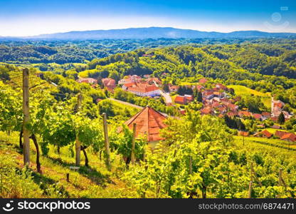 Picturesque town of Klanjec aerial view, Zagorje region of Croatia