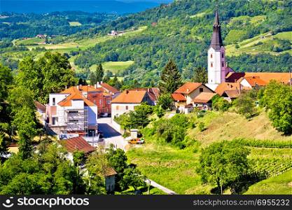 Picturesque town of Klanjec in green landscape view, Zagorje region of Croatia
