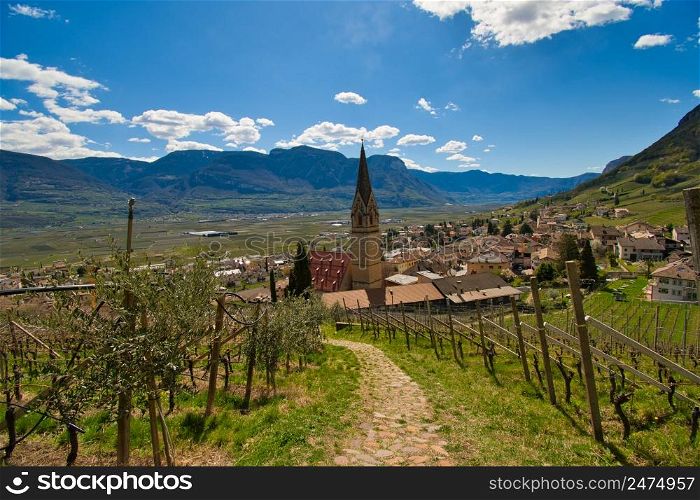 Picturesque village of Tramin in South Tyrol