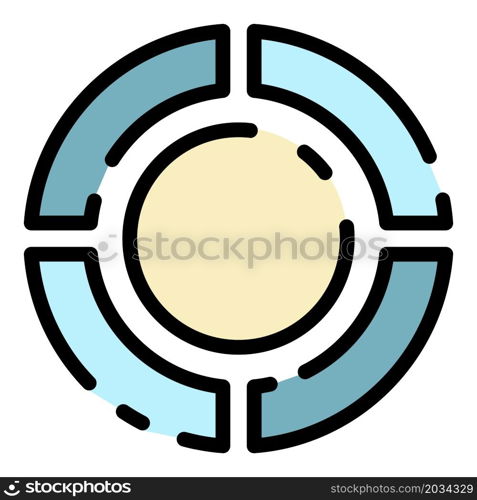 Pie chart icon. Outline pie chart vector icon color flat isolated. Pie chart icon color outline vector