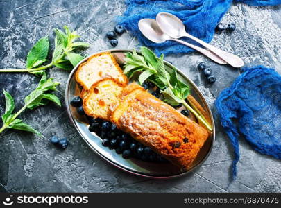 pie with fresh blueberry on a table