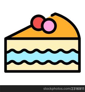 Piece cake icon. Outline piece cake vector icon color flat isolated. Piece cake icon color outline vector