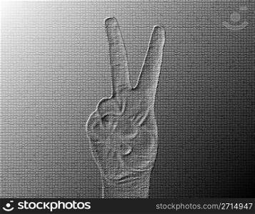 Piece Hand - Silver / Metalic hand gesture artwork.