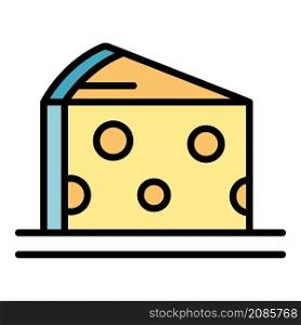 Piece of cheese icon. Outline piece of cheese vector icon color flat isolated. Piece of cheese icon color outline vector