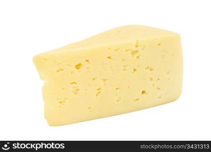 Piece of cheese isolated on white background . Cheese