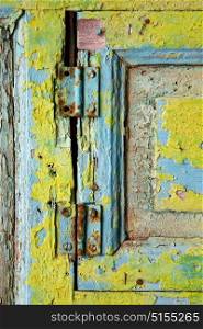 piece of colorated green wood as a window door in lanzarote spain