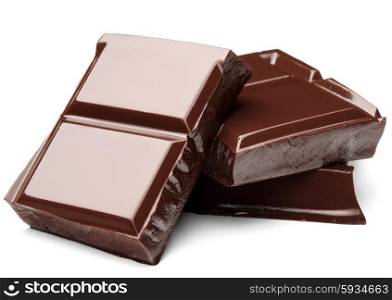 piece of dark chocolate bar isolated on white background cutout