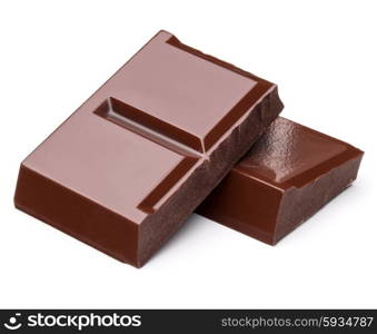 piece of dark chocolate bar isolated on white background cutout