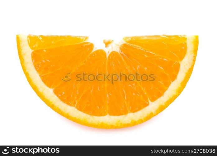 piece of fresh orange fruit on white background