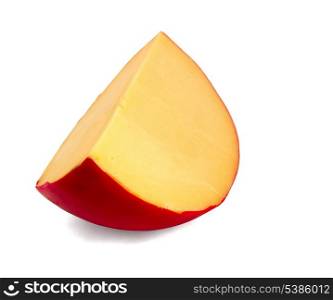 Piece of gouda cheese isolated on white