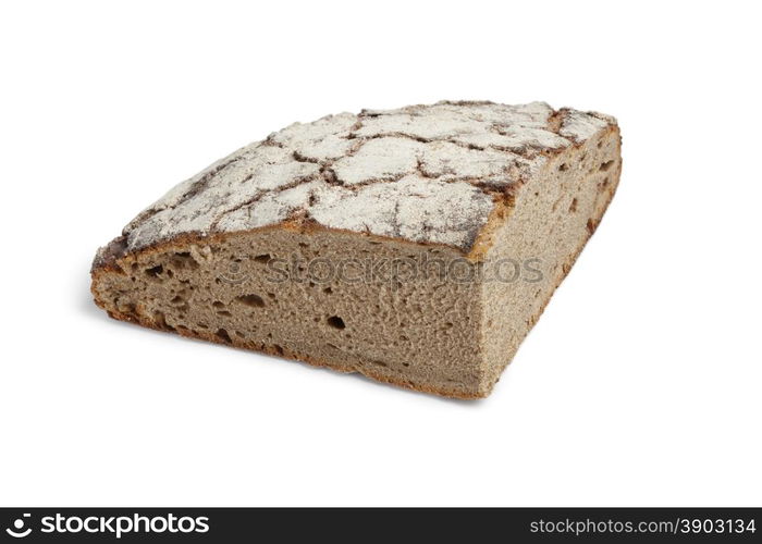 Piece of healthy German Sourdough bread on white background