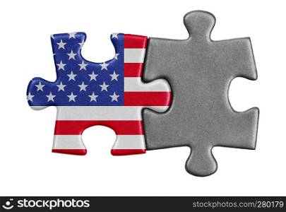 Piece of puzzle with the US flag.