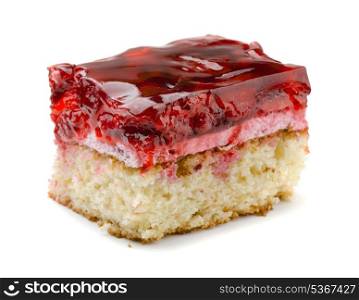Piece of raspberry cake isolated on white
