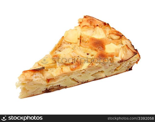 piece of sweet apple pie isolated on white