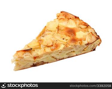 piece of sweet apple pie isolated on white