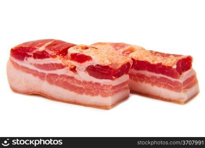 pieces of bacon isolated on white