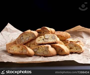 pieces of baked italian christmas biscotti cookies, close up