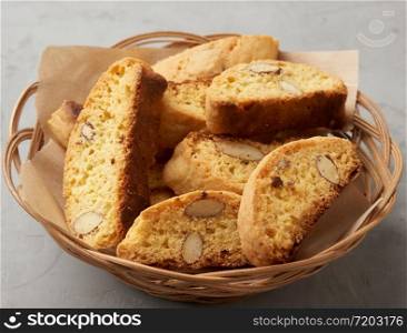 pieces of baked italian christmas biscotti cookies, close up