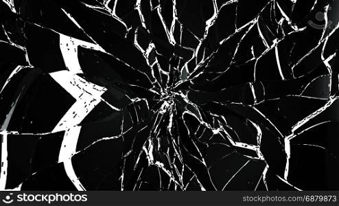 Pieces of Broken or Shattered glass on white. high resolution 3d illustration, 3d rendering