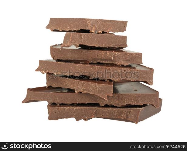 pieces of chocolate isolated on white background