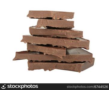 pieces of chocolate isolated on white background
