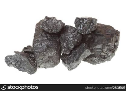 Pieces of coal isolated on white background