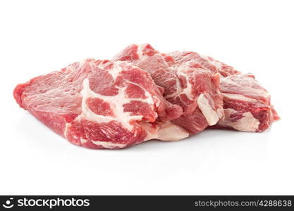 Pieces of crude meat