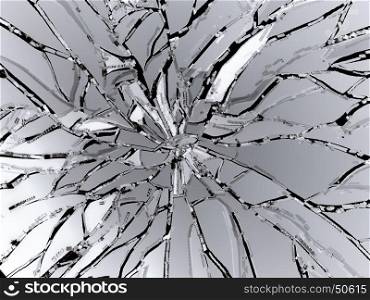 Pieces of demolished or Shattered glass on black