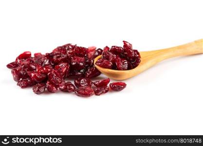 Pieces of dried cranberries isolated on white background