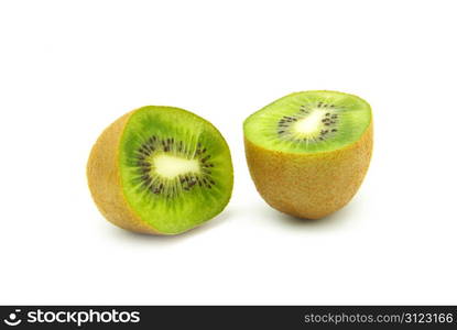 pieces of kiwi isolated on white background