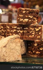 Pieces of nougat at a Spanish market