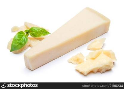 pieces of Parmesan cheese isolated on white background. pieces of Parmesan cheese on white background