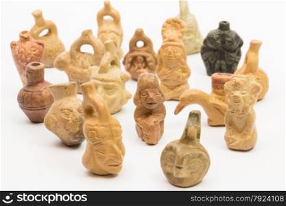 Pieces of peruvian pottery, inca ceramic