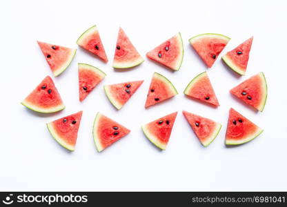 Pieces of watermelon on white background.