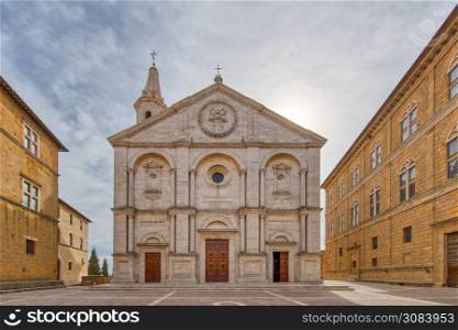 PIENZA, ITALY - MARCH 4, 2019:The Cathedral of Santa Maria Assunta in Pienza