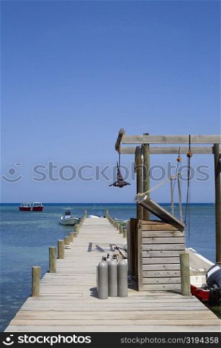 Pier in the sea, West End, Half Moon Bay, Roatan, Bay Islands, Honduras