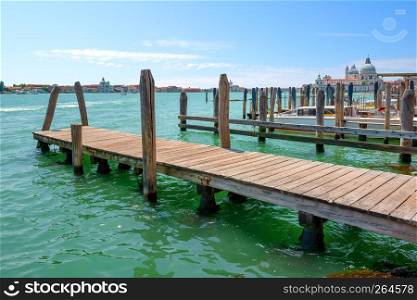 Piers for boats on Grand Canal in Venice
