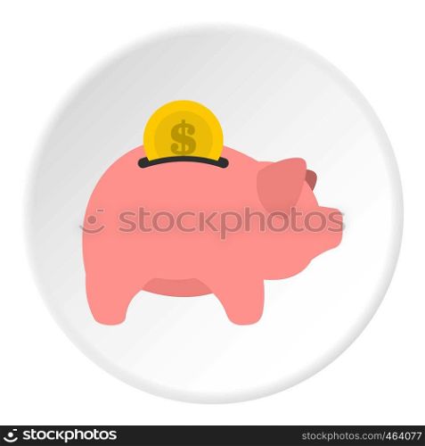 Pig money box icon in flat circle isolated vector illustration for web. Pig money box icon circle